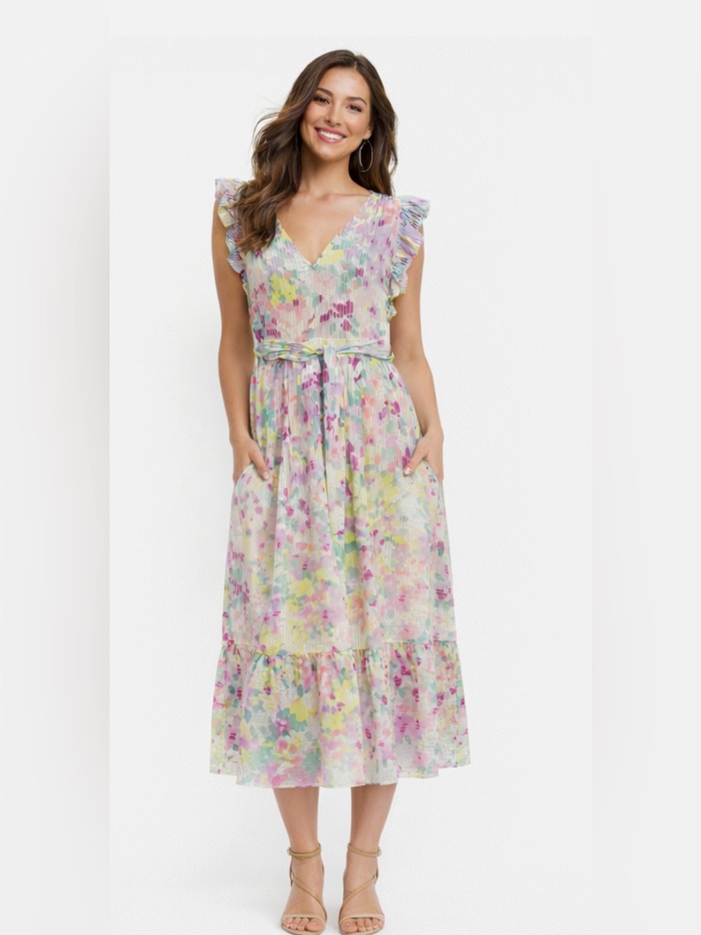 Kate Spade New York Painted Petals Burnout Midi Dress Sz 4